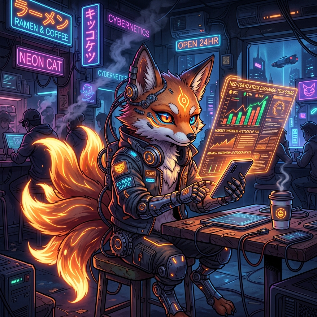 kitsune in cyber cafe